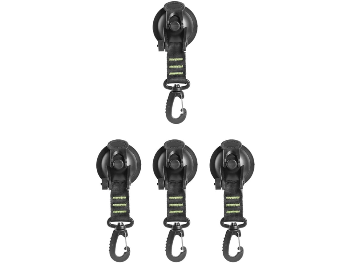 Hohopeti Conjunto De 4 Âncoras Ventosa Reforçadas Com Mosquetões Para Viagens Ao Ar Livre, Material Abs, Alta