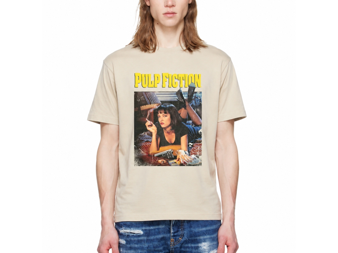 Rockinstone Pulp Fiction Mia Smoking Tee - Wet Sand Size:m