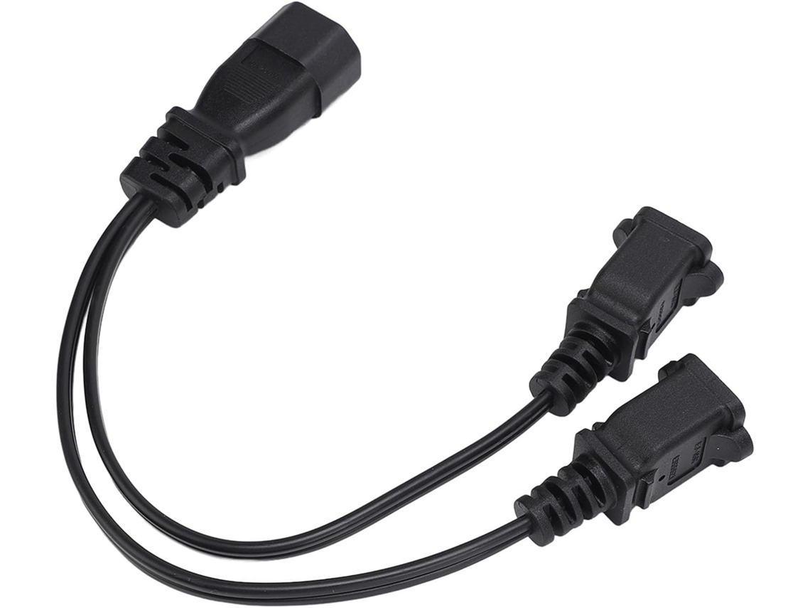 Cabo De Alimentação Portátil Com Divisor Em Y, Conector Macho Iec320 C14