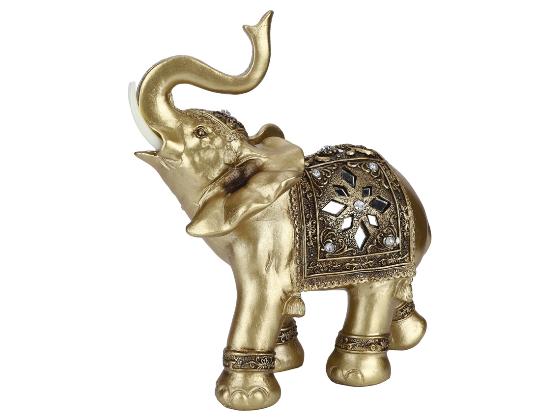 Elefante de Resina Dourada LAXISCREED, escultura decorativa Feng Shui para casa e presente