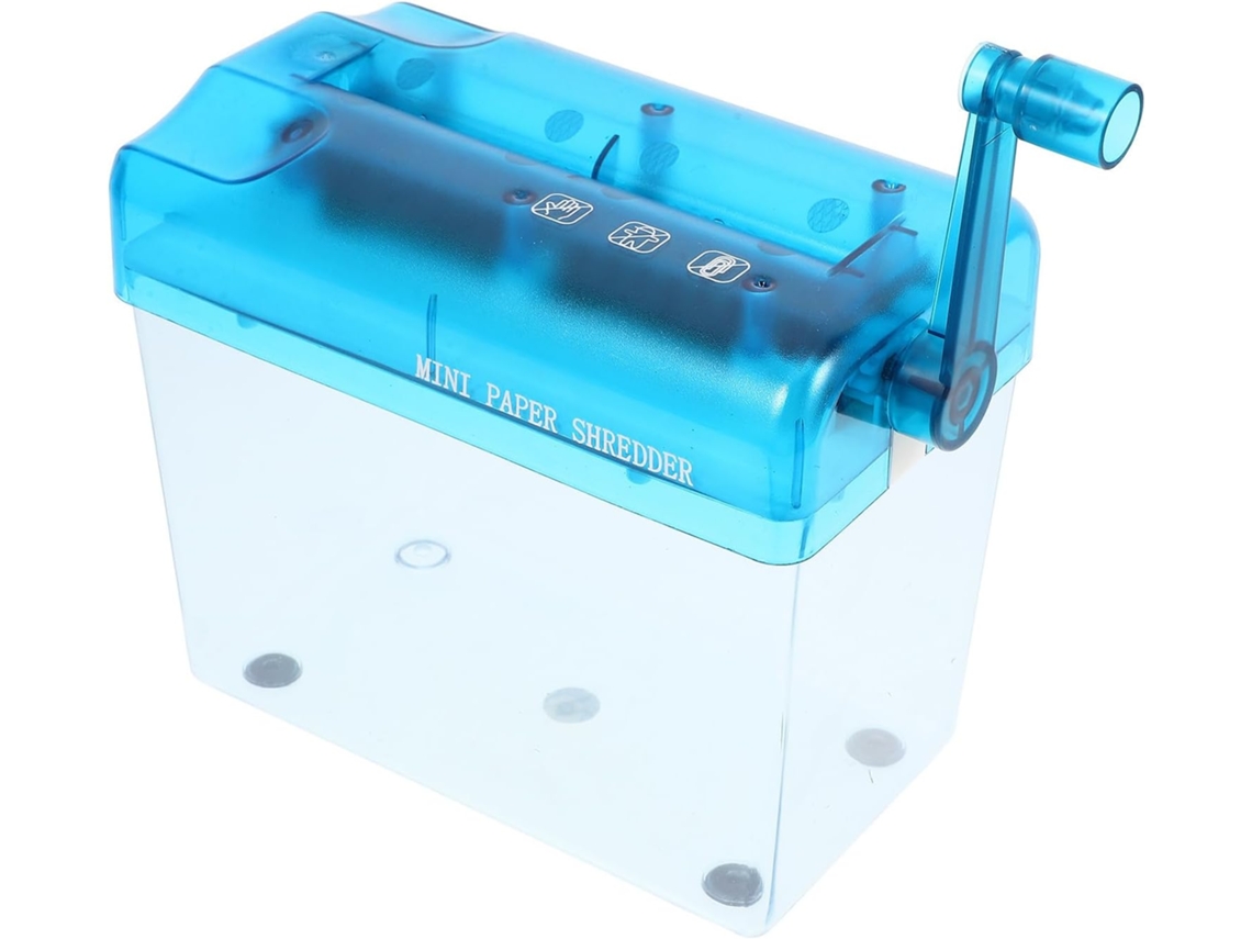 Destruidor De Papel Em Abs E Acier Inoxydable Bleu De Bureau Manuel