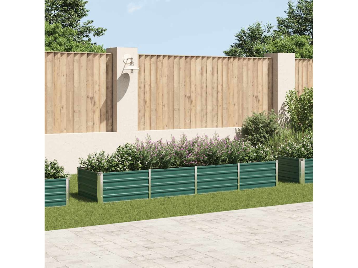 Canteiro Elevado | Vaso De Jardim | Floreira De Jardim Aço Galvanizado 320x80x45 Cm Verde Wsd795498 Lovely Home