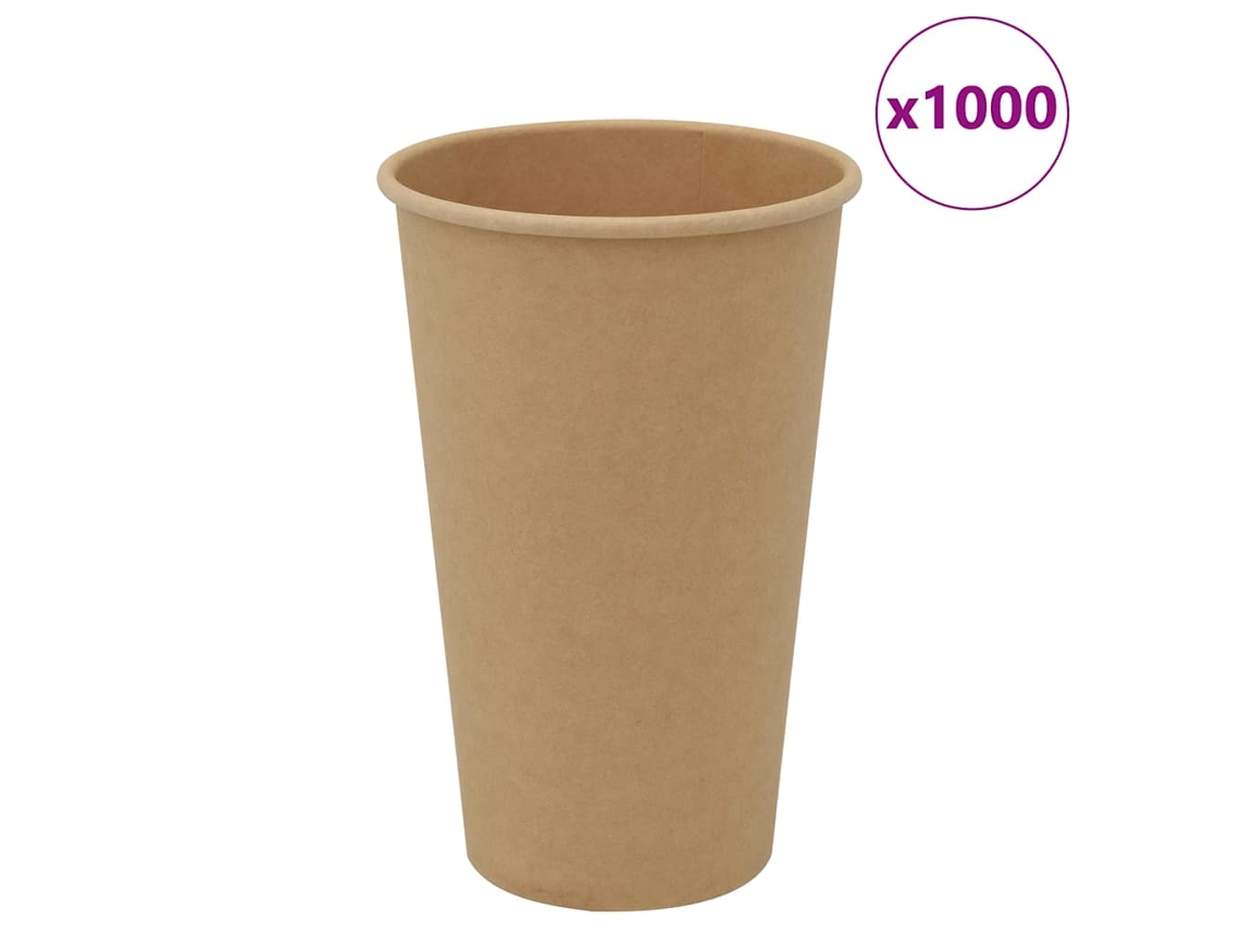 Vidaxl Copos De Café De Papel 1000 Pcs 16oz 400ml Castanho