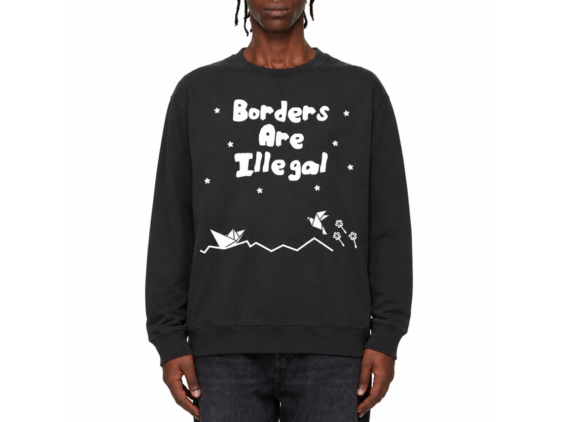 Moletom clássico Rockinstone Borders Are Illegal 2 com design exclusivo de designer.