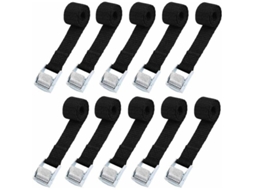 Kit Com 10 Cintas De Amarração 39 Cm Para Fixação Em Bagageiros Motocicletas/carros/bicicletas, Carga Máxima De 500 Kg, Preto