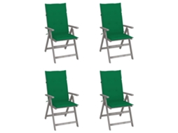 Cadeiras Jardim Reclináveis C/ Almofadões 4 Pcs Acácia Maciça Dkd Home Decor
