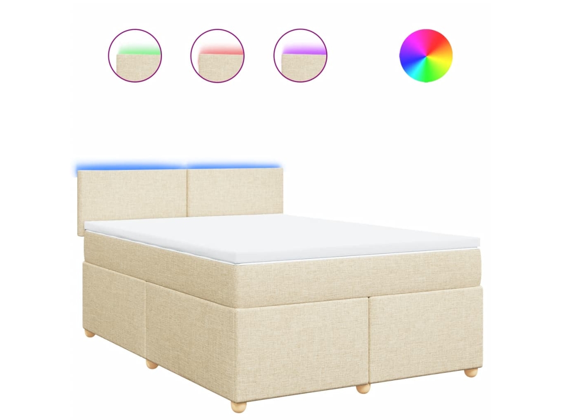 Box Spring Bed, Box Spring Beds Vidaxl Creme Tecido (140 X 200 Cm)