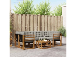 Vidaxl Conjunto De Sofás Para Exterior 7 Pcs Cinza Natural E Claro