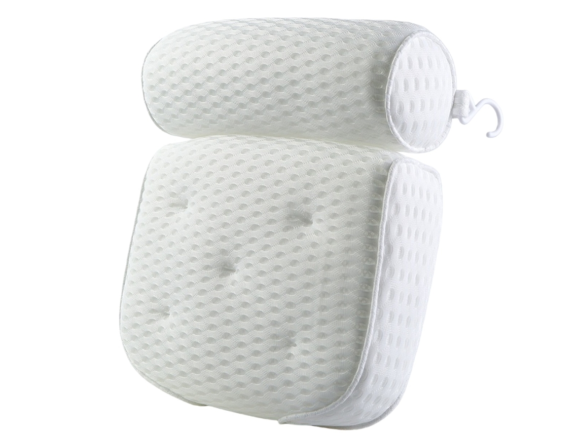 Almofada de Banho 4d com Ventosas, Impermeável, Antiderrapante e Lavável na Máquina, Branca AQUAFORGE