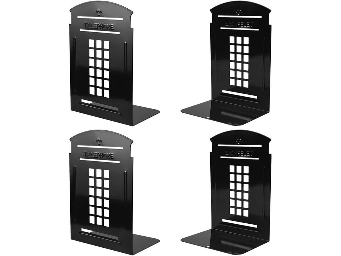 Suporte Para Bibliotecas De Metal Estilo Britânico Para Prateleiras, Antiderrapante, 7,8x5,5x3,9 Polegadas, Para Livros, Dvds, Vídeos