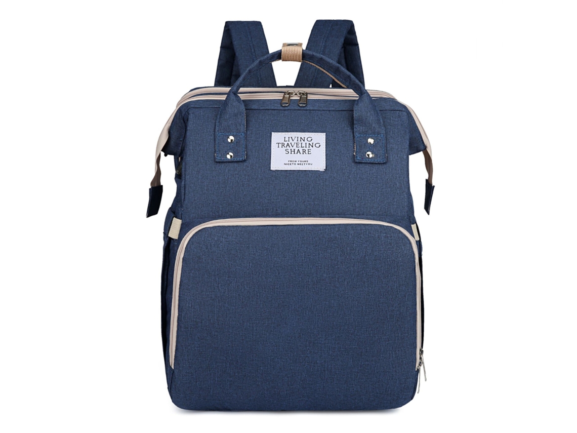 Mochila Maternal, 3 em 1 Bolsa de Fraldas, Berço Dobrável, Bolsa para Mamãe, Itens Essenciais para Recém nascidos SPQMENT (azul Escuro)