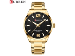 Relógio de Pulso Masculino Casual de Quartzo em Aço Inoxidável , Modelo Simples e Resistente À Água. MDUG (dourado e Preto)