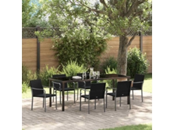 Vidaxl Conjunto De Jantar Para Jardim 7 Unid. Preto E Cinza