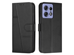 Capa De Couro Com Textura De Bezerro E Fivela Para Motorola Edge 50 Pro