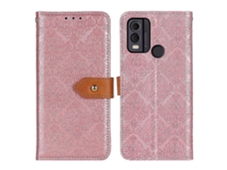 Capa De Couro Flip Com Estampa Floral Europeia Para Nokia C22 4g