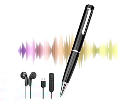 Caneta Gravadora De Voz Digital 64g Com Gravação Ativada Por Voz Gravador De Áudio Hd Preto Lalamoli