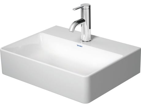 Lavatório DuraSquare 45x35cm, polido, 1 furo para torneira, sem transbordamento, com bancada para torneira,