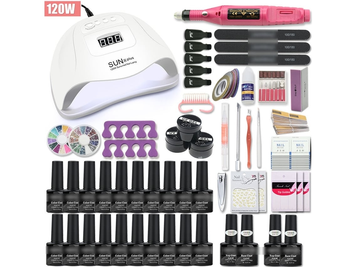 Kit de Arte de Unhas: Lâmpada Led de 120w/54w e Vernizes Gel Uv Coloridos, Uso Salão e Casa STELASPLEN