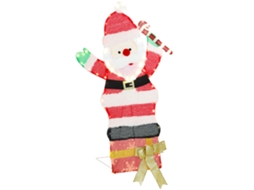 Papai Noel Brilhante De 90cm Com 97 Leds Brancos Quentes, Decoração Natalina Interior E Exterior