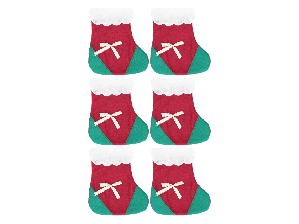 Meias Decoração Natal Suporte Utensílios Mesa Jantar Festiva Cute Poliéster Vermelho Médio