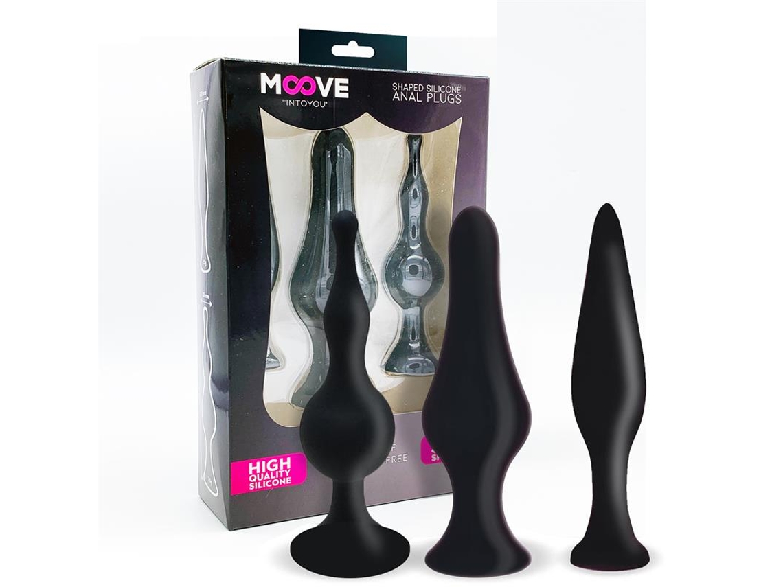 Conjunto De 3 Plugs Anais De Silicone Preto MOOVE