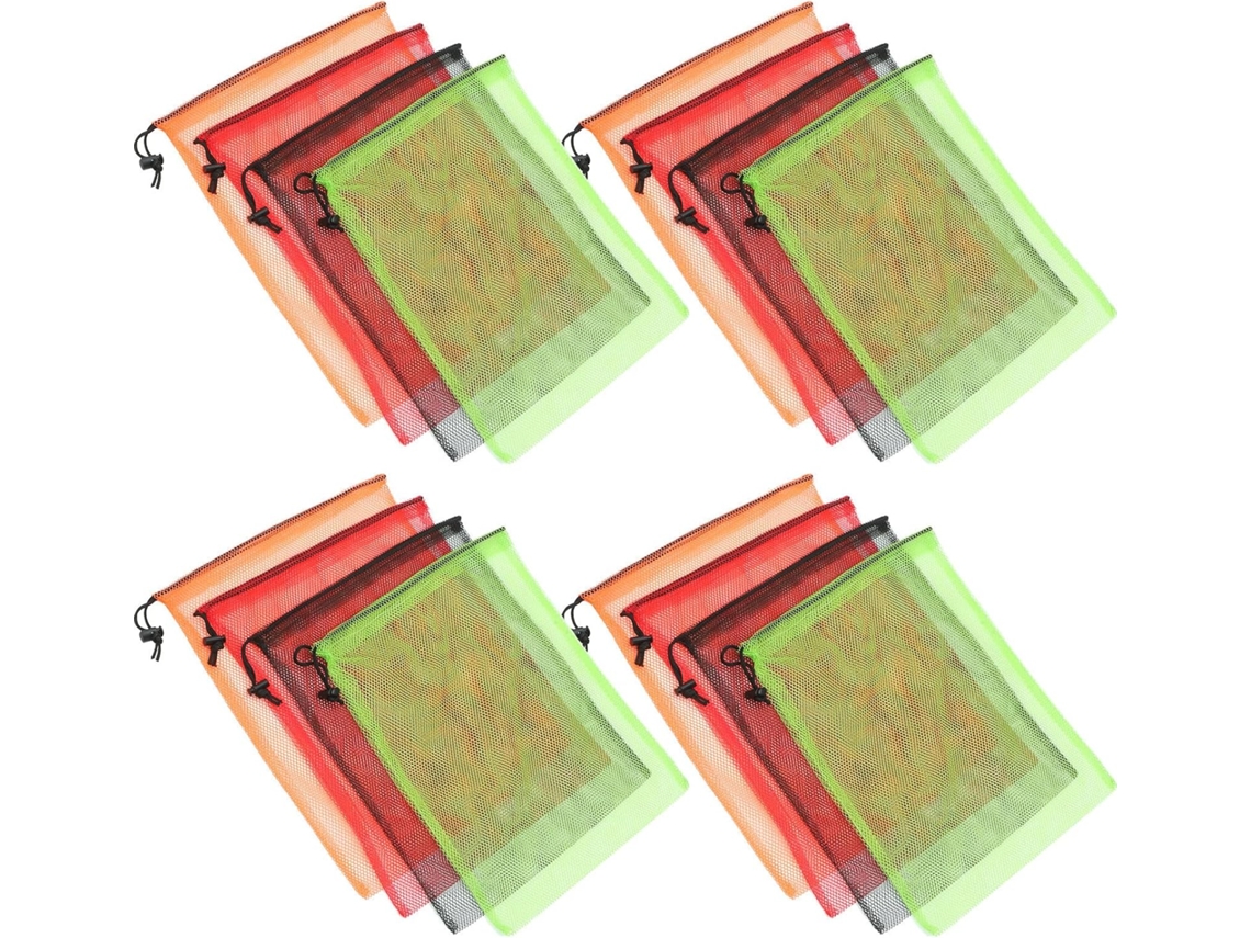 Pacote Com 8 Sacos De Malha Com Cordão De Grande Capacidade, Poliéster Resistente, Cores Sortidas