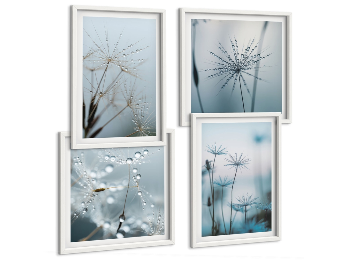 Composição De Quadros Montanhas E Cidadezinhas Encantadoras Espelharte (4 Peças)