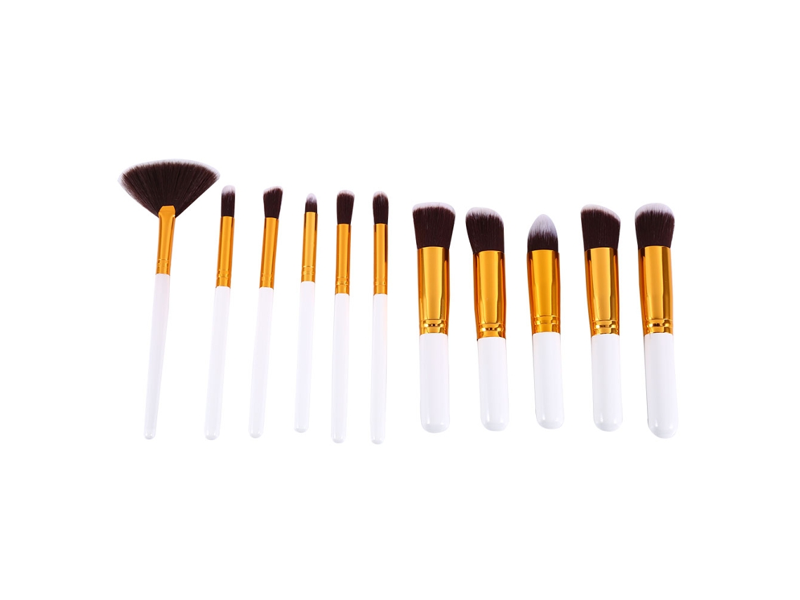 Kit de herramientas de maquillaje Vante: brochas para polvos, sombras de ojos, corrector y lápiz labial (11 piezas, blanco elegante)
