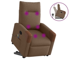 Vidaxl Poltrona Reclinável Massagens Tecido Castanho