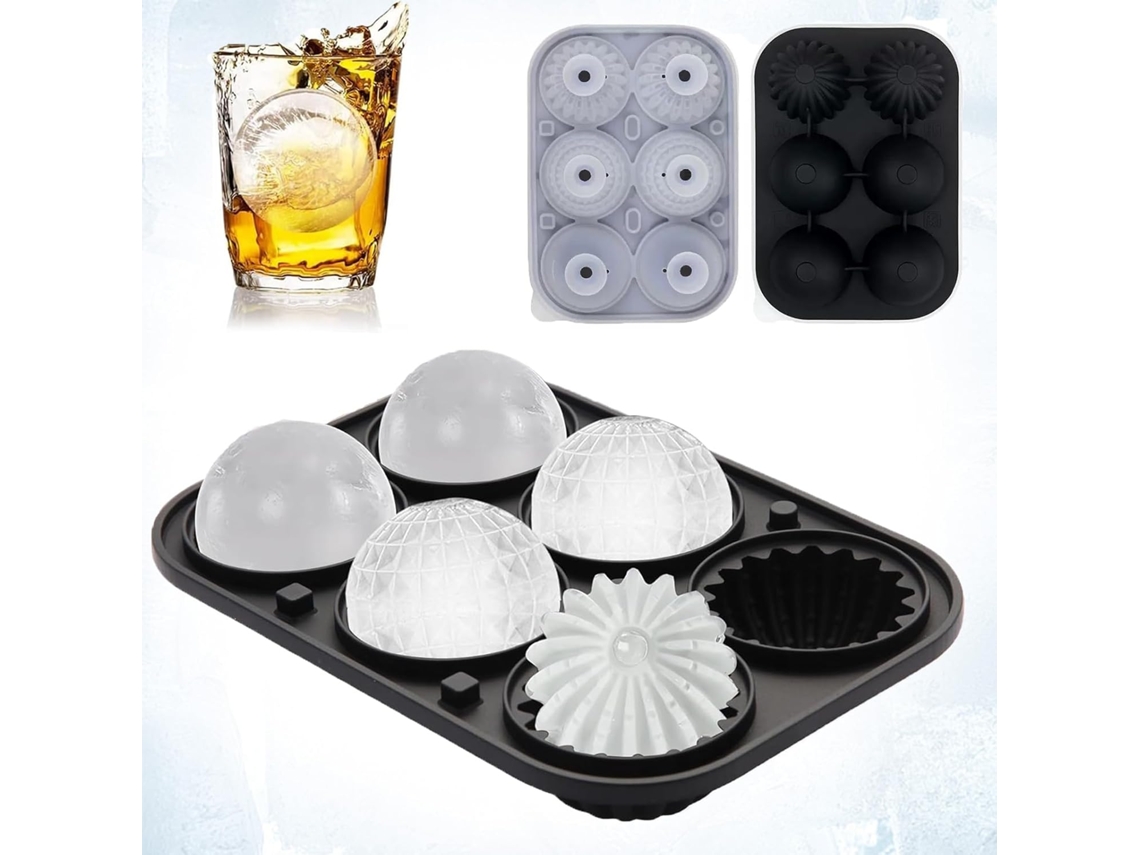 Forma De Gelo, 6 Cubos De Gelo, Forma De Silicone Reutilizável, Para Bebidas Geladas, Uísque, Coquetéis E Vinho