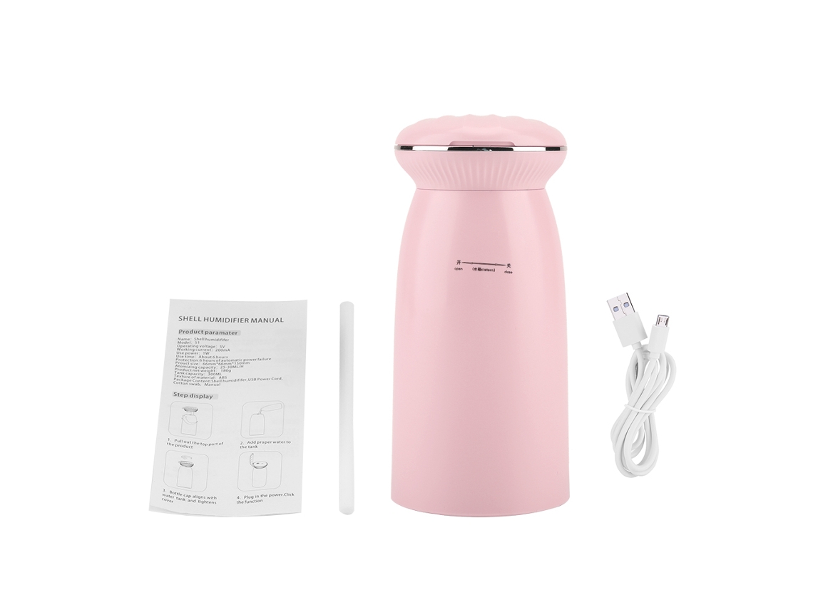Laxiscreed Umidificador Portátil De Concha Rosa, Silencioso Usb Para Casa, Escritório E Viagens