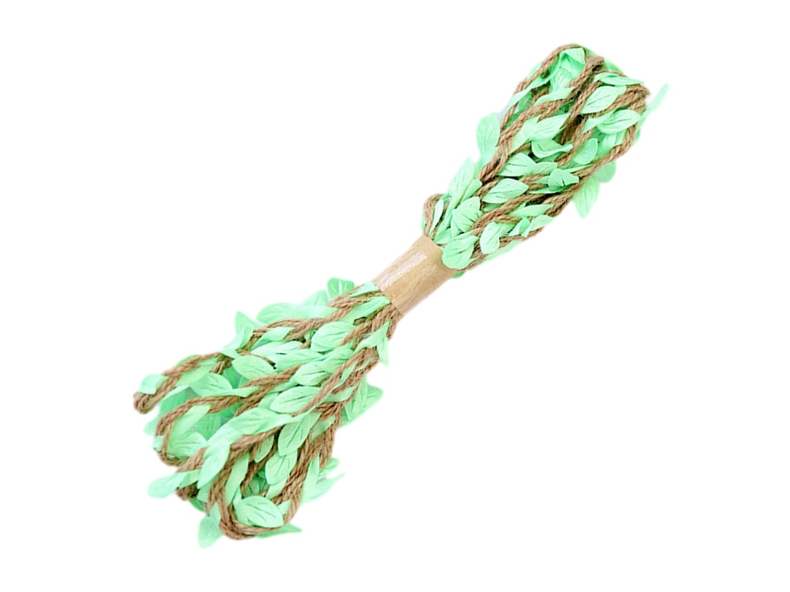 Fita Verde com Folhas 1.5Cm*10M Juta com Folhas para Decoração NEVEANCE