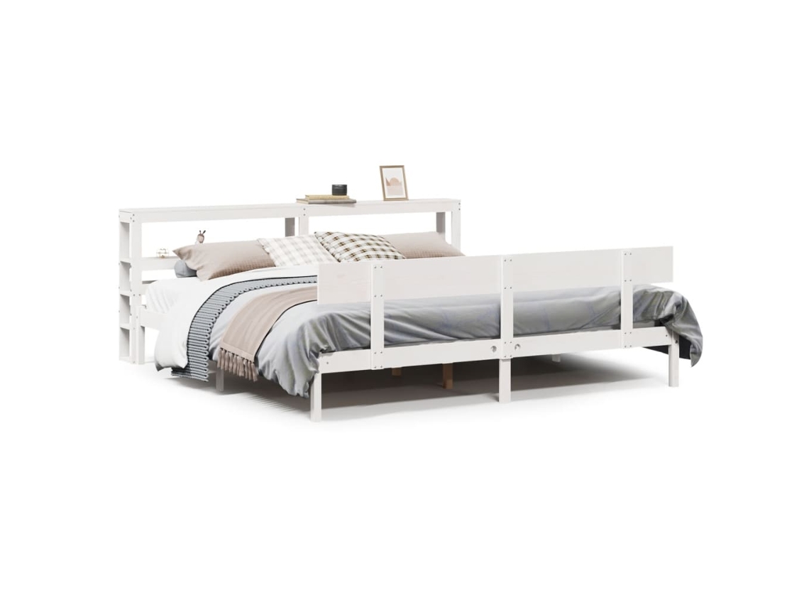 Cama Sem Colchão 180x200 cm Madeira de Pinho Maciça Branco MAISON EXCLUSIVE