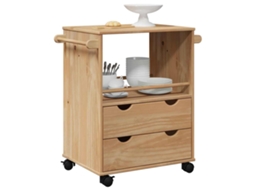 Vidaxl Carrinho De Cozinha Otta 59x45x80 Cm Madeira De Pinho Maciça