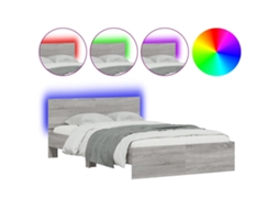 Estrutura Cama com Cabeceira e Luzes Led Cinzento Sonoma MAISON EXCLUSIVE (140x200 cm)