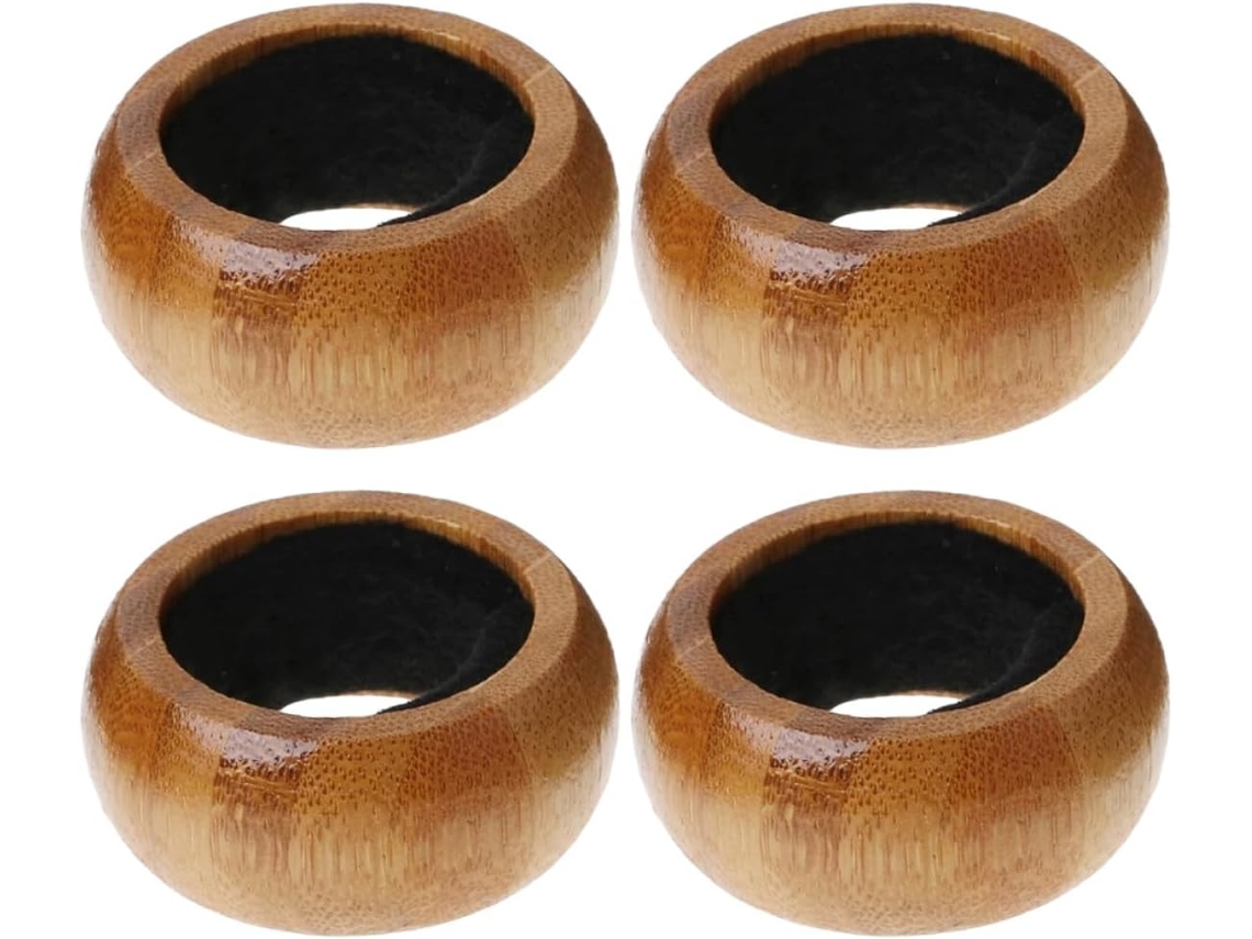 Anéis De Bambu E Madeira Para Coletar Gotas De Vinho, Conjunto De 4, Para Uso Diário.