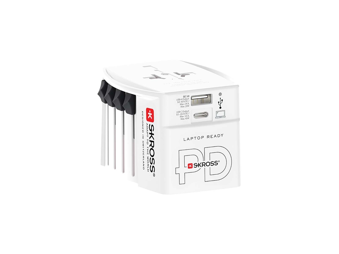 Adaptador De Viagem Universal De 2 Pinos Com Carregador Usb Duplo Integrado(1x, C E 1x Usb) Fonte De Alimentação 45 Watts