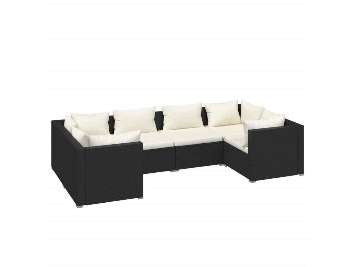 Maison Exclusive - 6 Pcs Conjunto Lounge De Jardim C/ Almofadões Vime Pe Preto