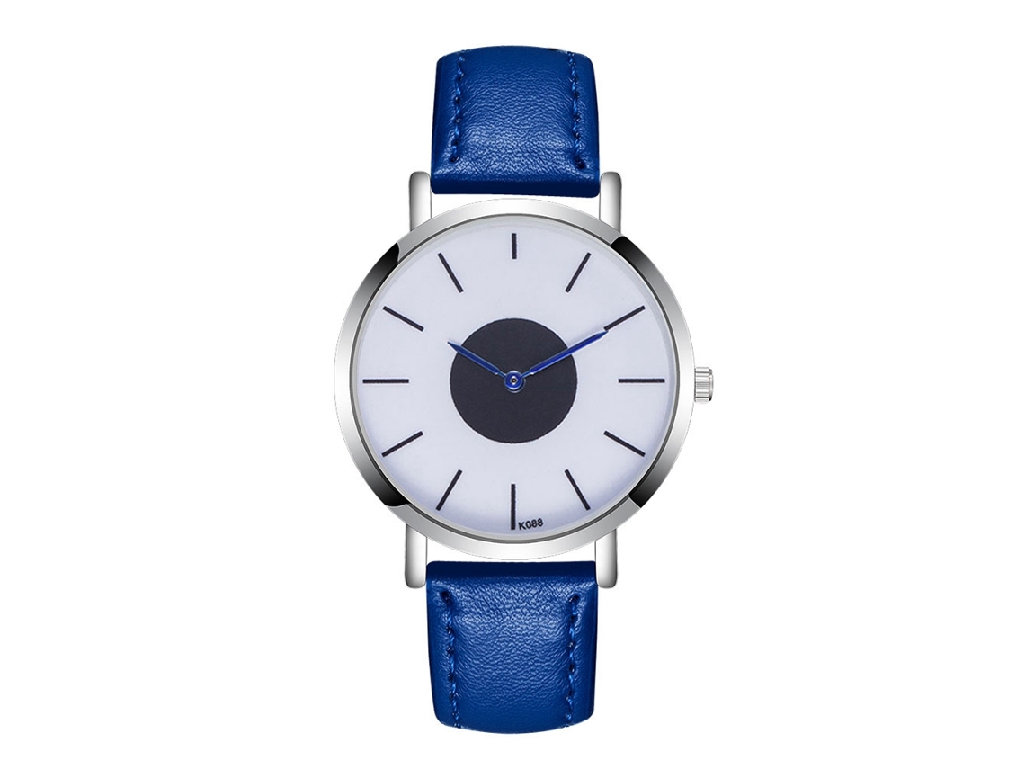 Relógio de Pulso Masculino de Quartzo com Pulseira de Couro Azul Royal para Negócios e Lazer