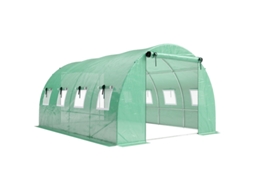 Estufa 4x3x2m Com Lona, Porta De Zíper, 8 Janelas De Rede E Hastes Verdes.