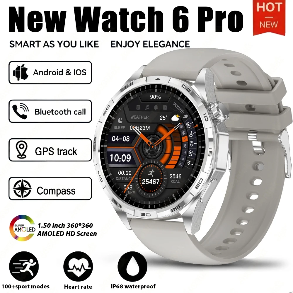 (cinza) Smartwatch, Rastreamento Gps, Monitoramento De Frequência Cardíaca, Chamadas Bluetooth, Nfc