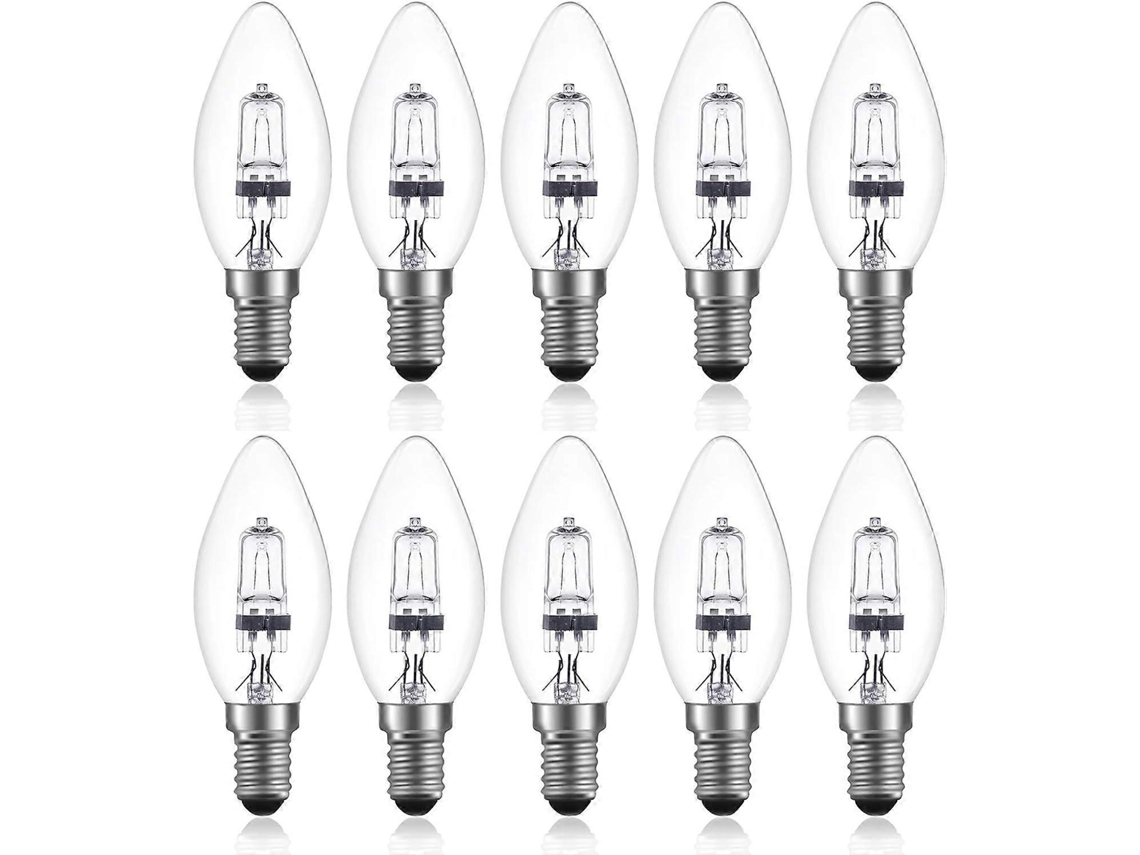 Rebe bombilla Halógena Regulável E14 C35 42w 220 240v Branco Quente 2700k Transparente 360° 613lm 10 Peças
