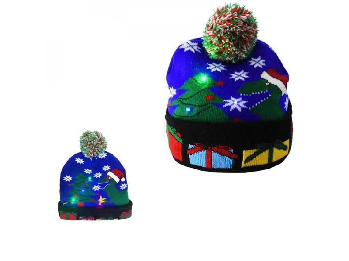 2026 gorro de Natal de Lã com Luzes Led para Adultos e Crianças Decoração de Natal Ano Novo 20x20 Cm B