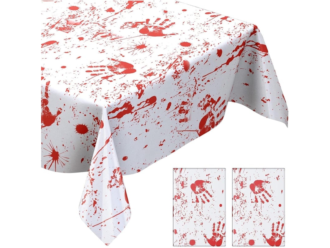Mantel De Mesa Com Impressões De Mão Sangrenta Para Halloween, 2pc, Acessórios De Festa Zombie Assustador