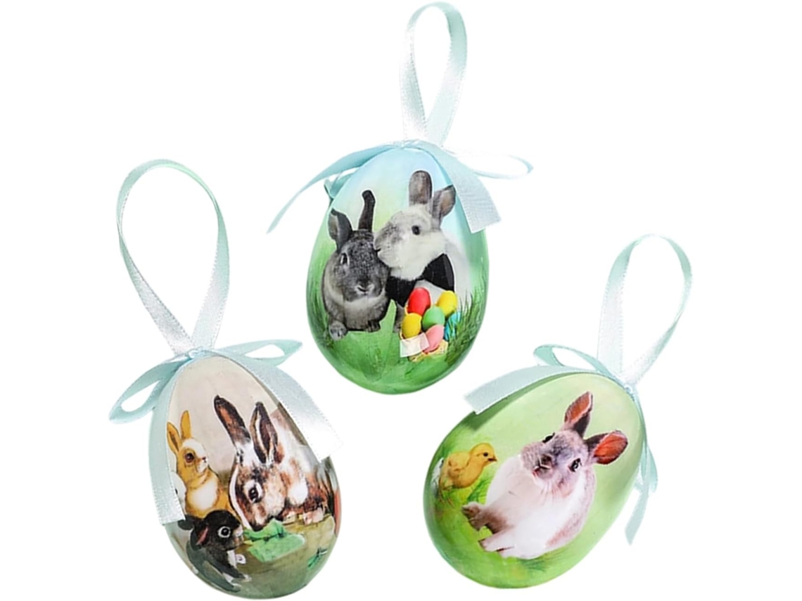 Enfeites De Páscoa Em Formato De Ovos, 3 Peças, Decorações De Espuma De 6,9 Cm.