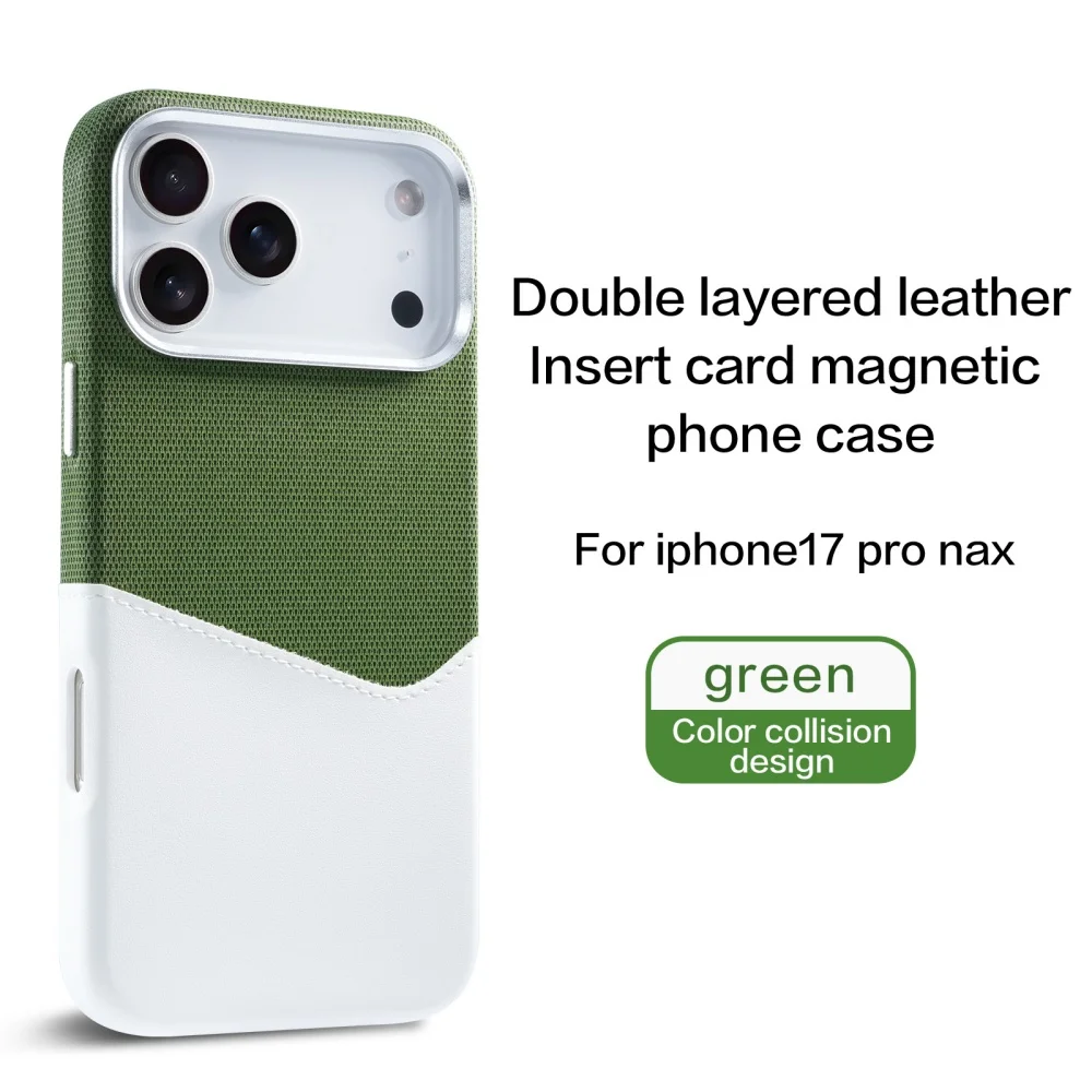 Capa Magnética Para Celular (verde 14promax) Com Textura De Couro E Tecido