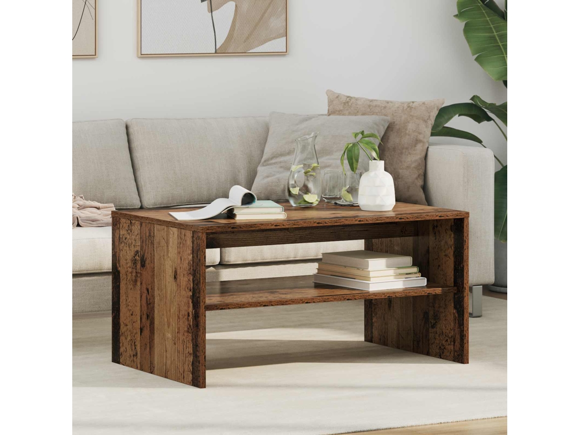 Vidaxl Mesa De Centro Madeira Antiga 80 X 50 X 40 Cm
