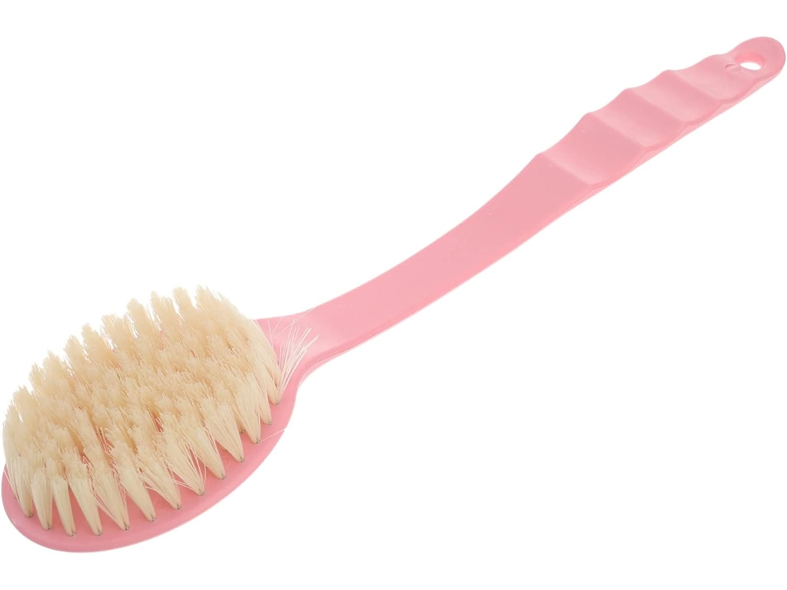 Escova De Banho Para As Costas Beaupretty, Escova De Massagem Curva Plástico, Cabo Antiderrapante, Cerdas Densas, Para