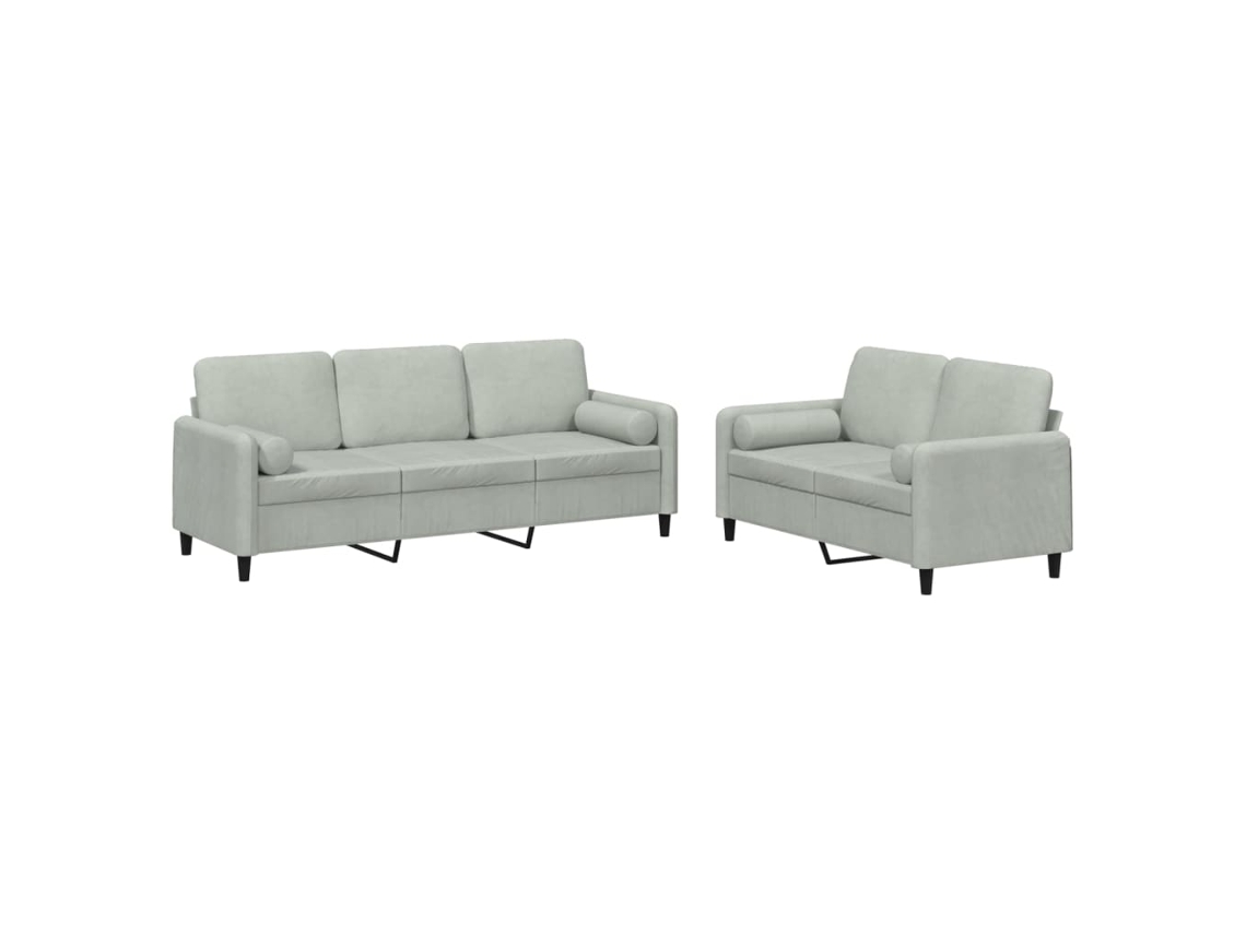 Conjunto de 2 Sofás com Almofadas Veludo Cinzento claro MAISON EXCLUSIVE