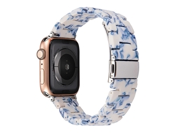 Pulseira Transparente De Resina E Cerâmica Para Huawei, Apple Watch 10e Samsung Galaxy 7, Com Padrão De Porcelana Azul E